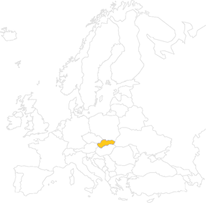 Map of Slovakia in Europe